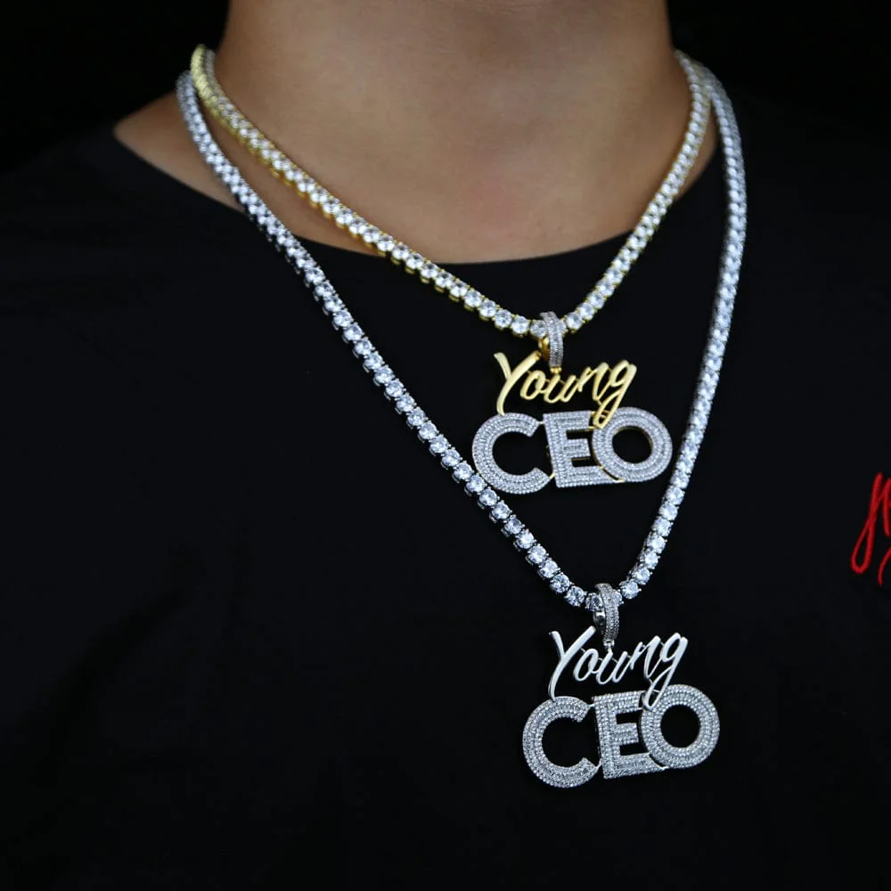 Young CEO Two Tone Iced Pendant Necklace - Image 9